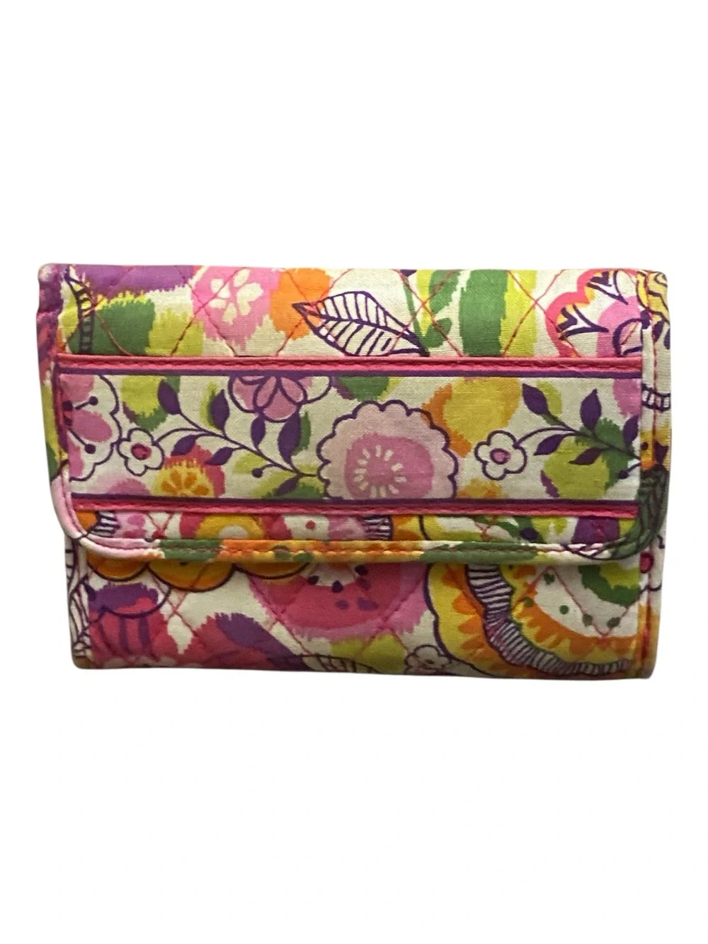 Vera Bradley Retired Print Floral Clementine Tri-fold Wallet Quilted Fabric